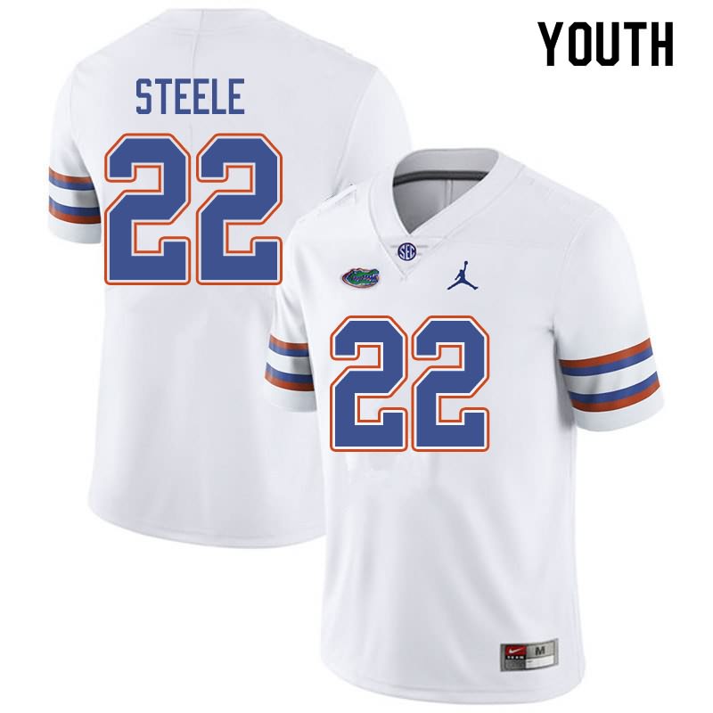 NCAA Florida Gators Chris Steele Youth #22 Jordan Brand White Stitched Authentic College Football Jersey BSN1564DK